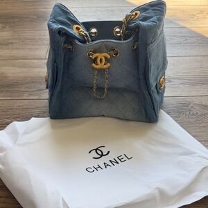 Reserved C hanel 25 look a lil  Blue Denim Quilted Women's Bag